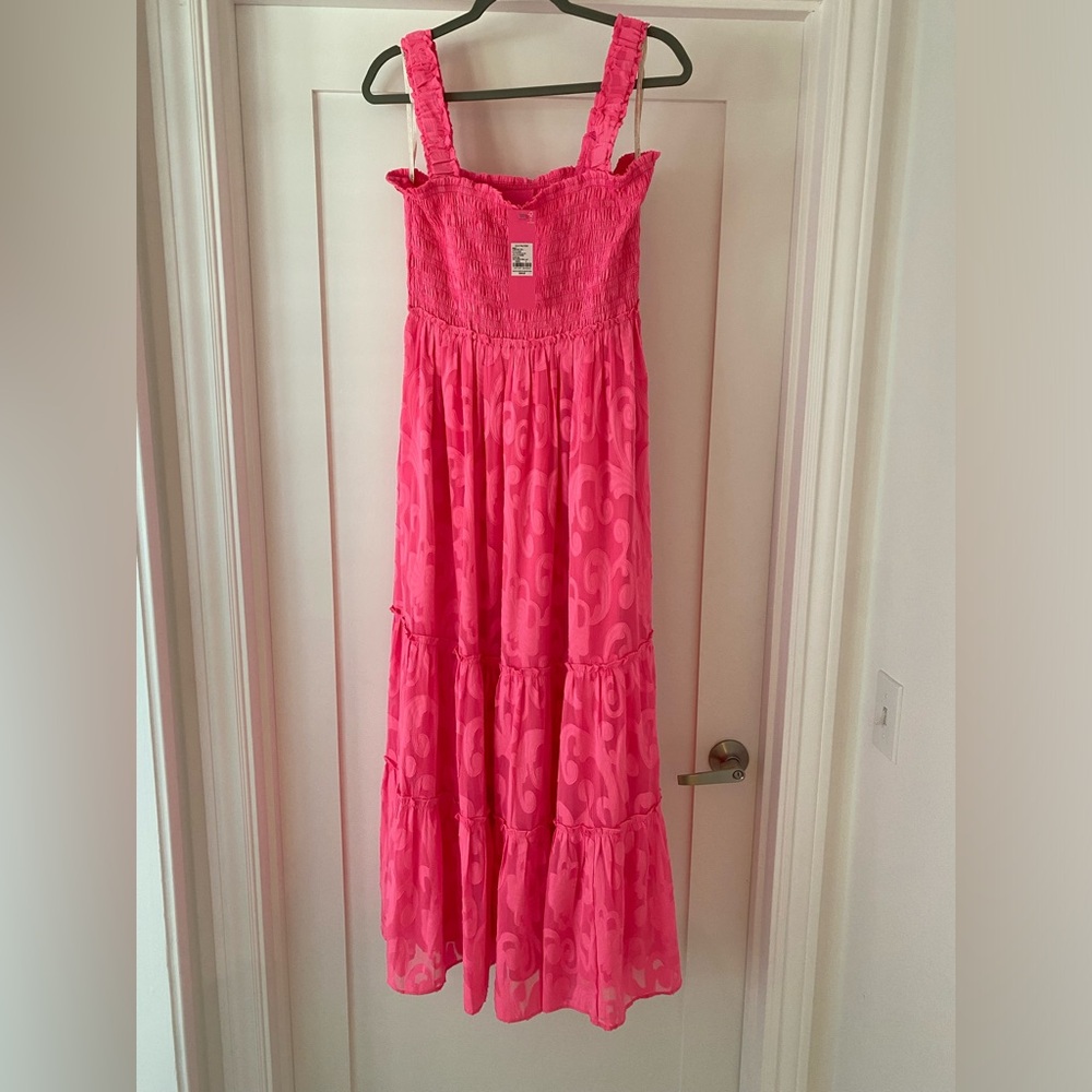 Lily Pulitzer Pink Hadley Smocked Maxi Dress